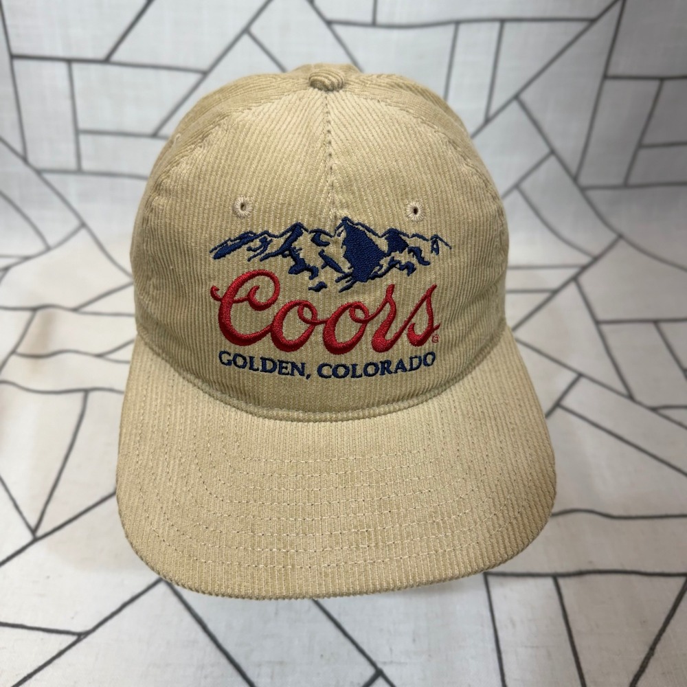 Coors Banquet Hat OS Tan Corduroy Snapback Golden Colorado Beer Cap